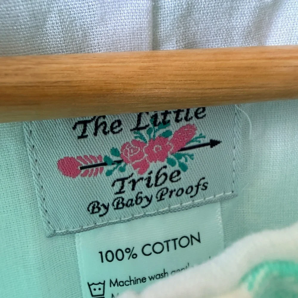 Little Tribe Romper Baby 6M Mint Gingham Cotton One Piece Jon Jon Preppy Sunsuit